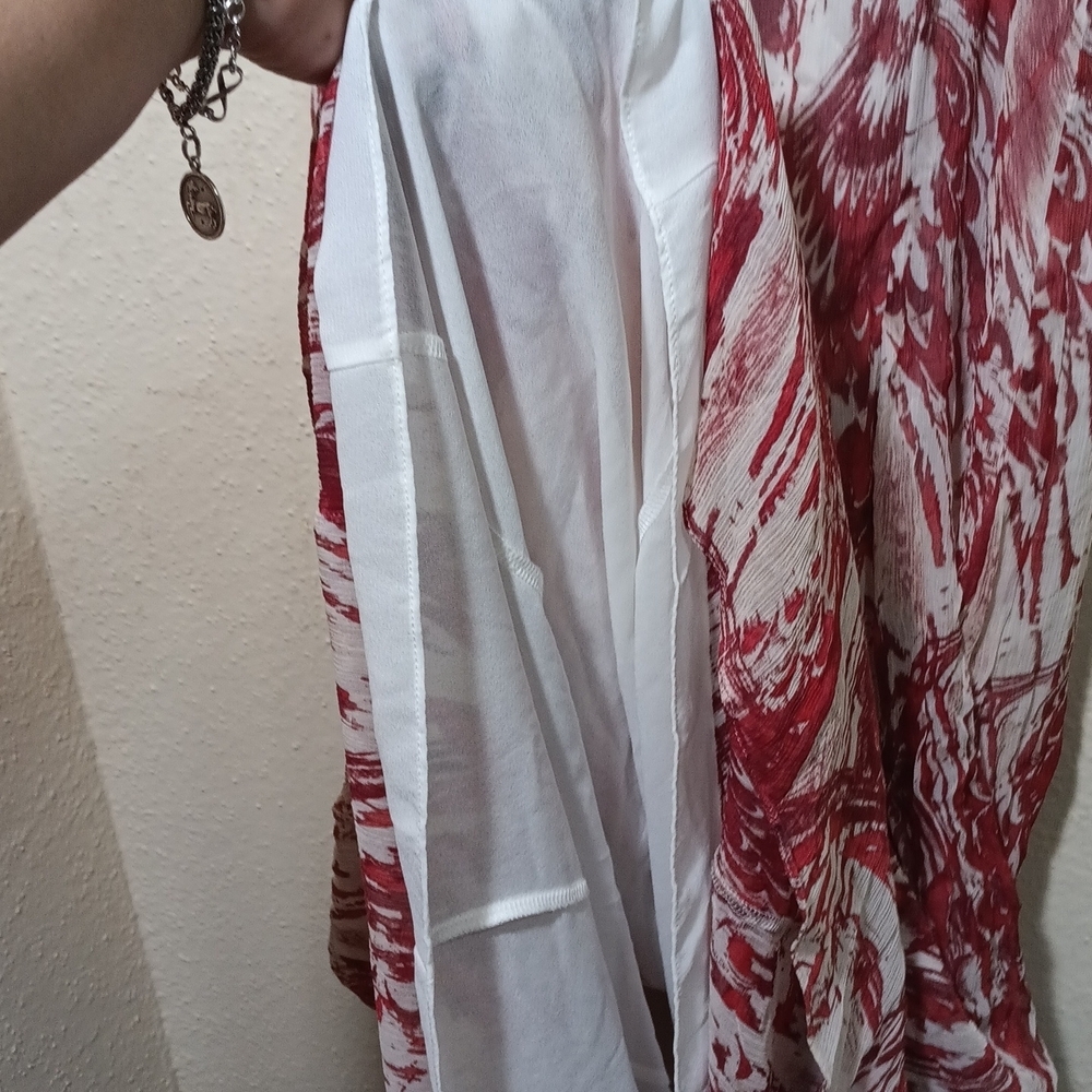 Autograph Burgundy and White Maxi Dress - Picture 7 of 9